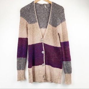 FREE PEOPLE Boho Colorblock Sweater Cardigan S